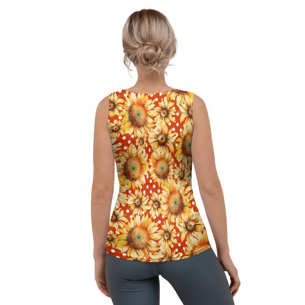 Red Polka Dot Sunflower Women's Tank Top-grizzshop