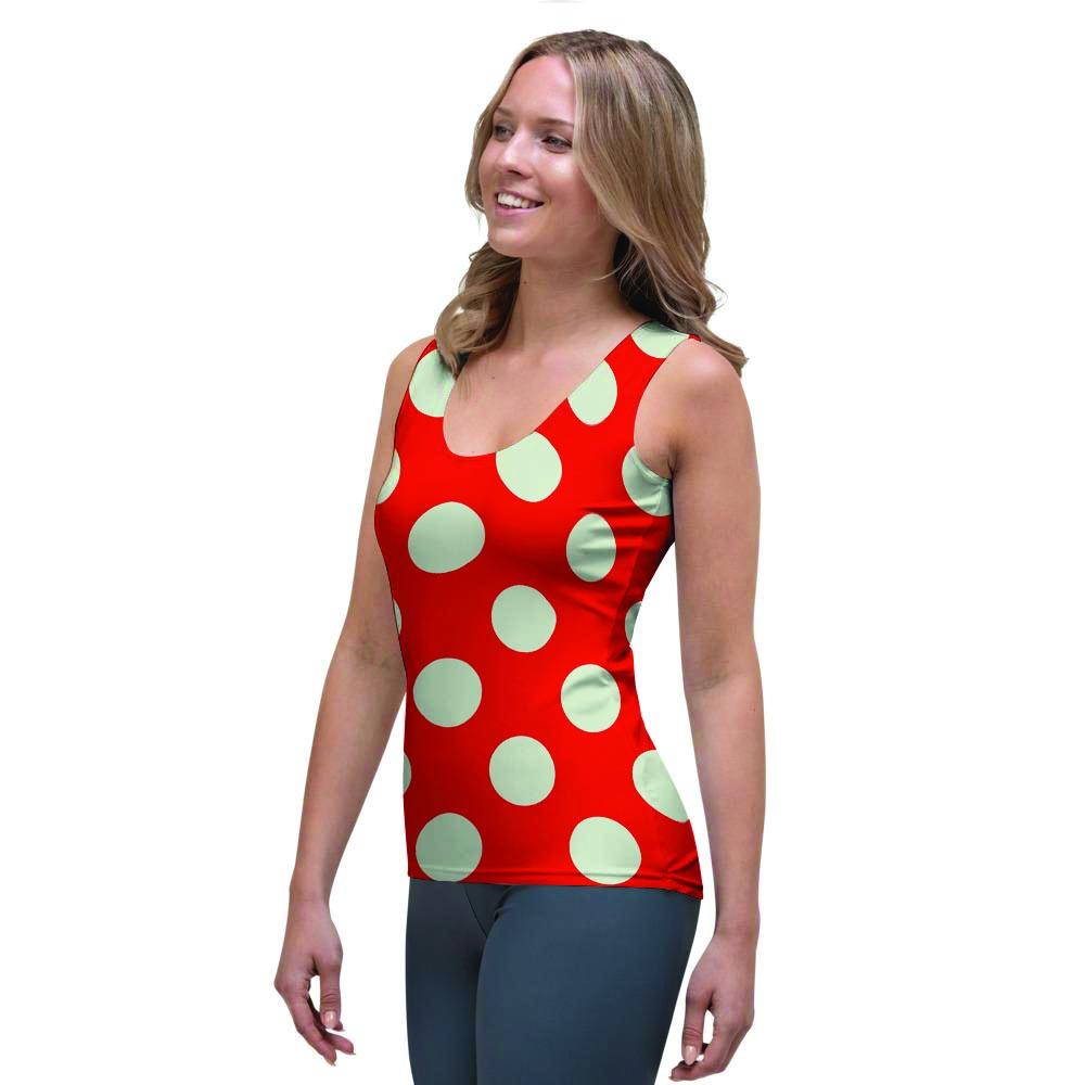 Red Polka Dot Women's Tank Top-grizzshop