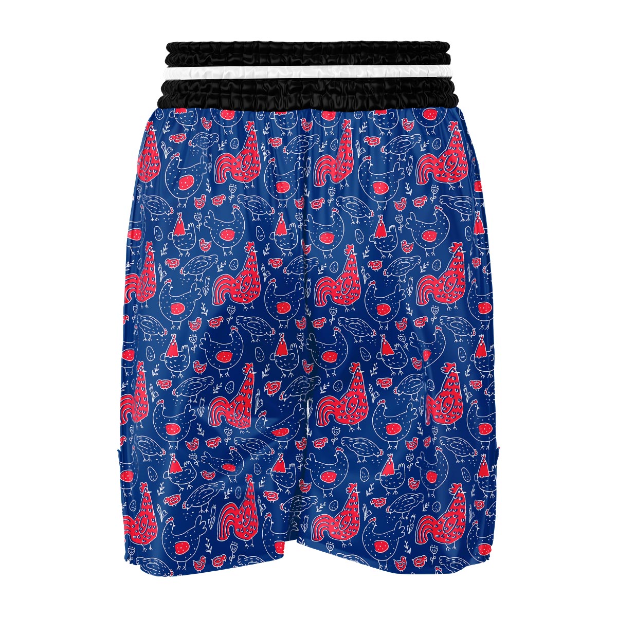 Red Rooster Blue Print Pattern Boxing Shorts-grizzshop