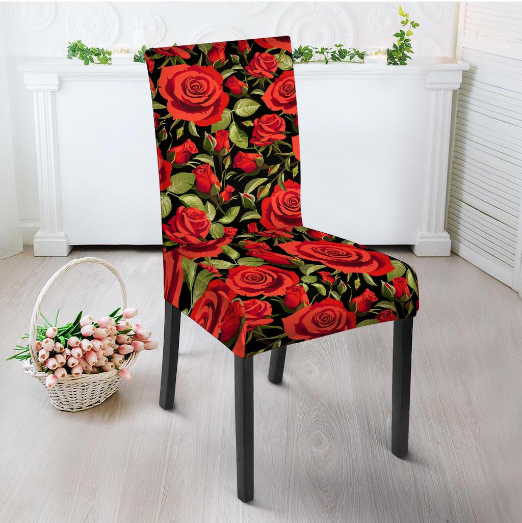 Red Rose Floral Chair Cover-grizzshop