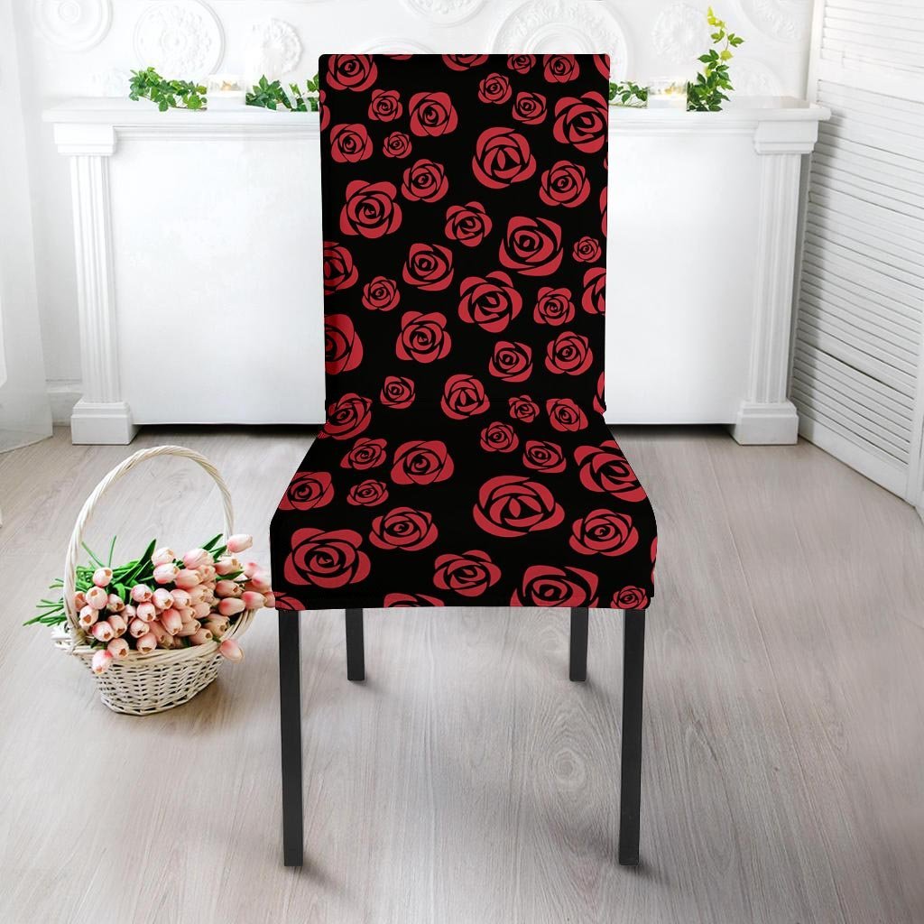 Red Rose Floral Doodle Chair Cover-grizzshop