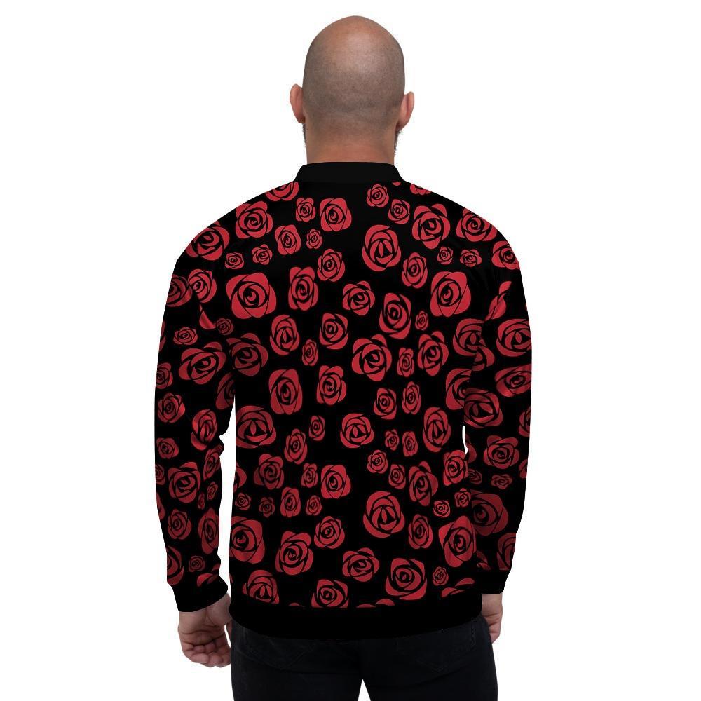 Red Rose Floral Doodle Men's Bomber Jacket-grizzshop