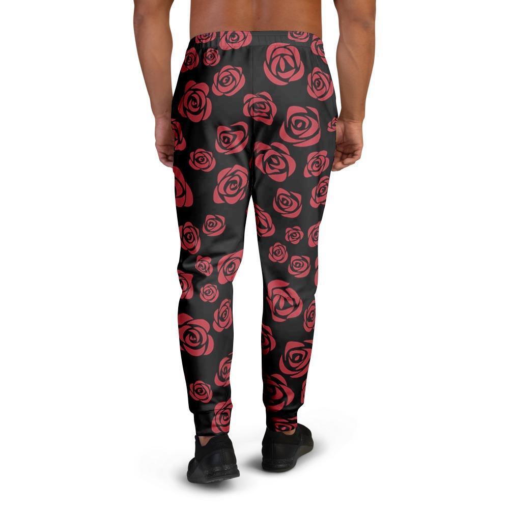 Red Rose Floral Doodle Men's Joggers-grizzshop