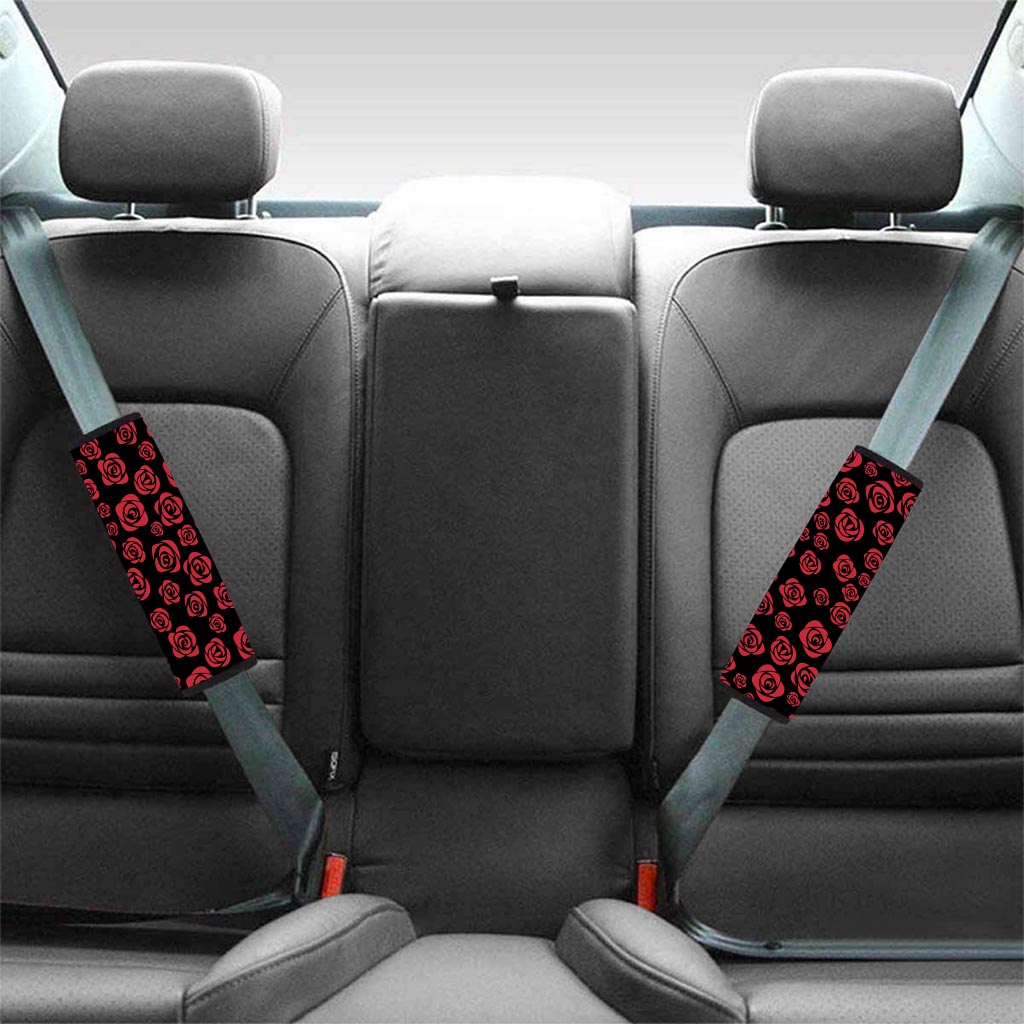 Red Rose Floral Doodle Seat Belt Cover-grizzshop