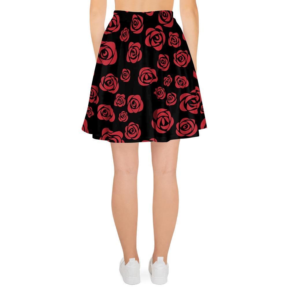 Red Rose Floral Doodle Women's Skirt-grizzshop