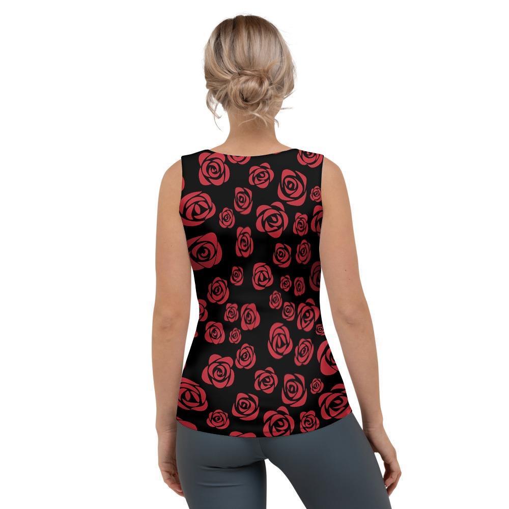 Red Rose Floral Doodle Women's Tank Top-grizzshop