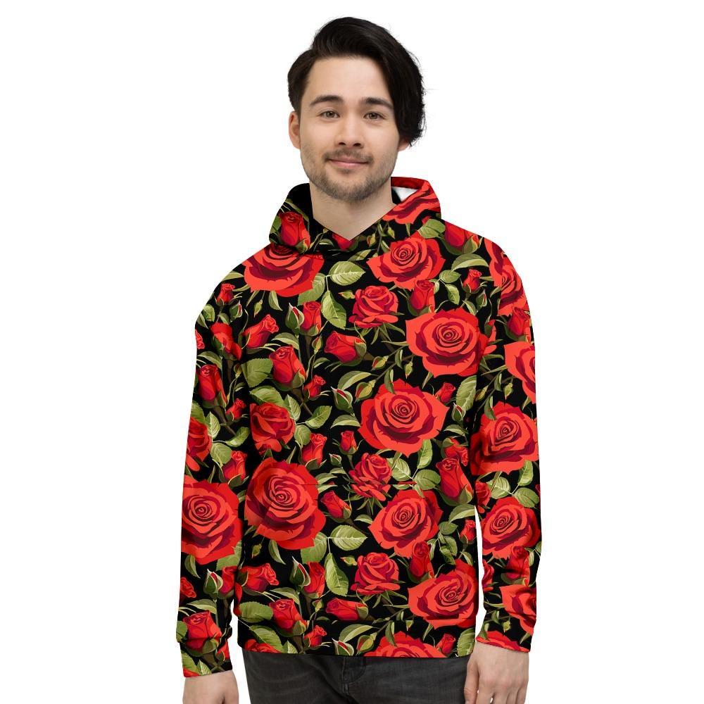 Red Rose Floral Men's Hoodie-grizzshop