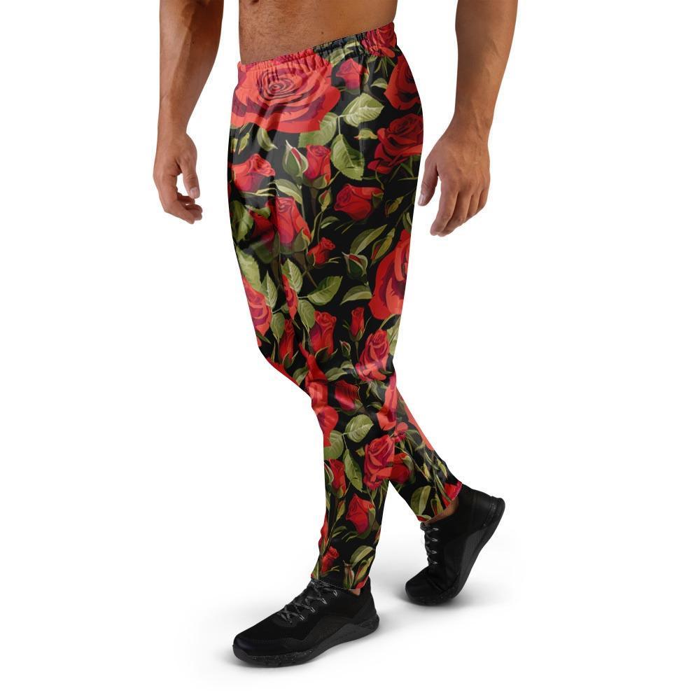 Red Rose Floral Men's Joggers-grizzshop