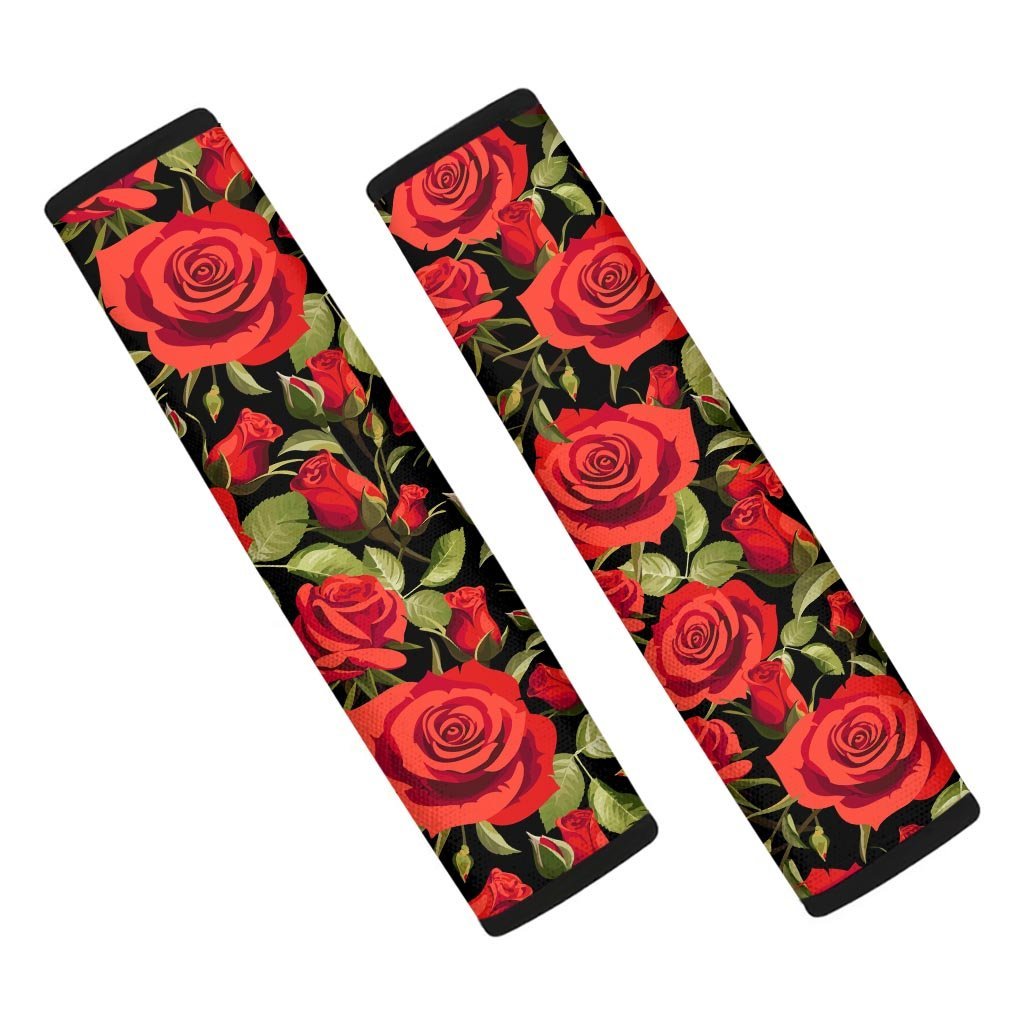 Red Rose Floral Seat Belt Cover-grizzshop