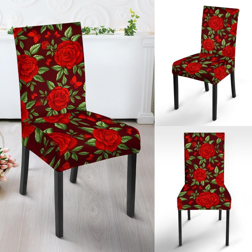 Red Rose Flower Chair Cover-grizzshop