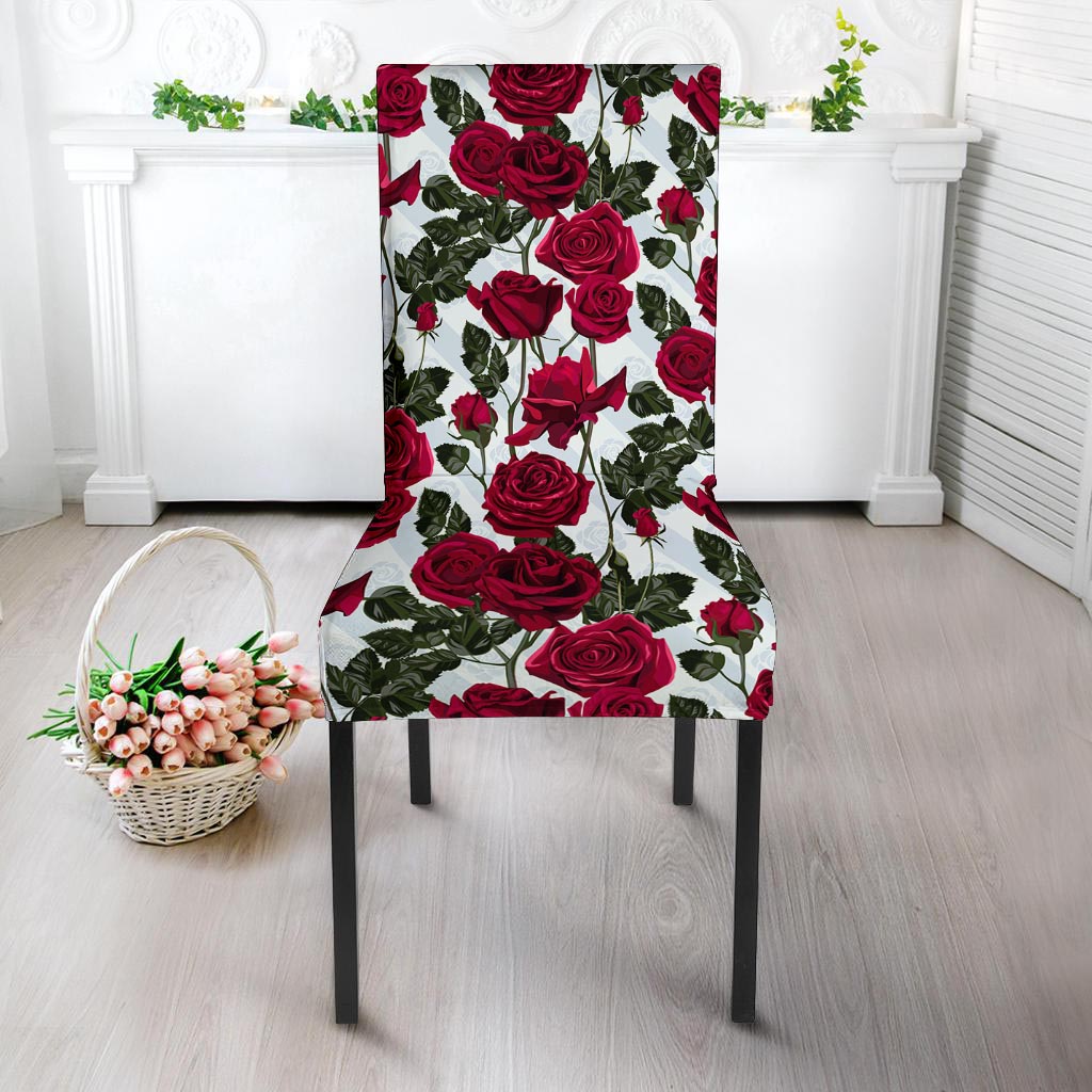 Red Rose Flower Print Chair Cover-grizzshop