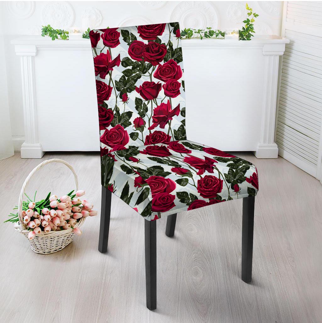 Red Rose Flower Print Chair Cover-grizzshop