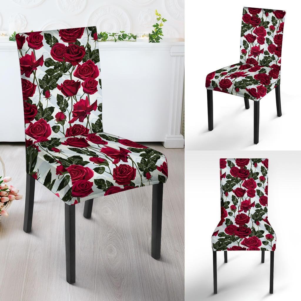 Red Rose Flower Print Chair Cover-grizzshop