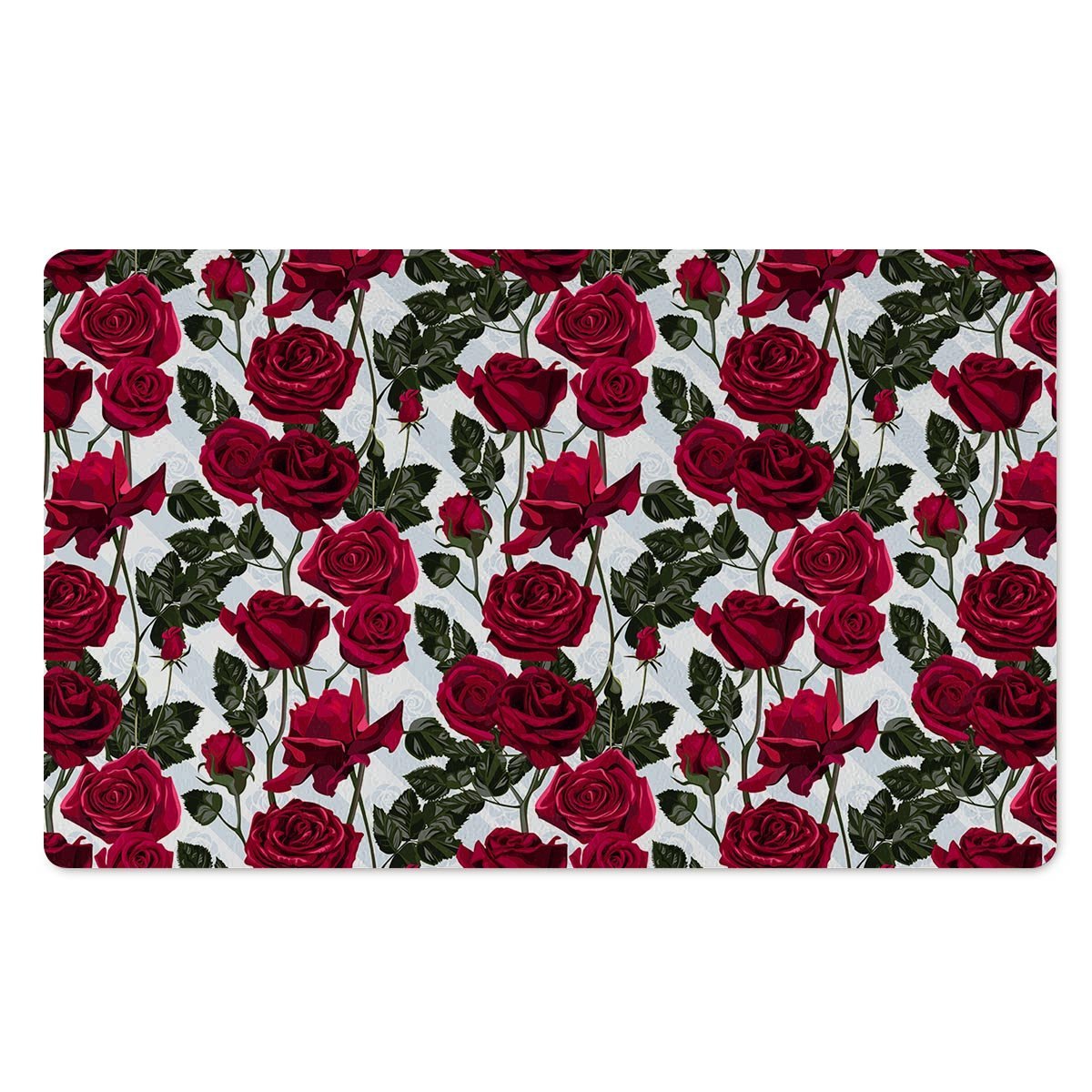 Red Rose Flower Print Door Mat-grizzshop