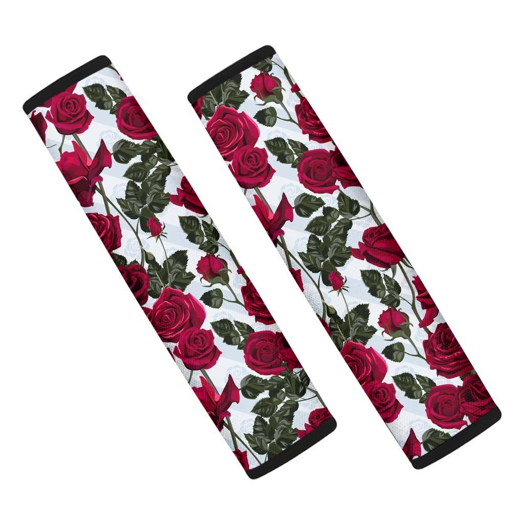 Red Rose Flower Print Seat Belt Cover-grizzshop