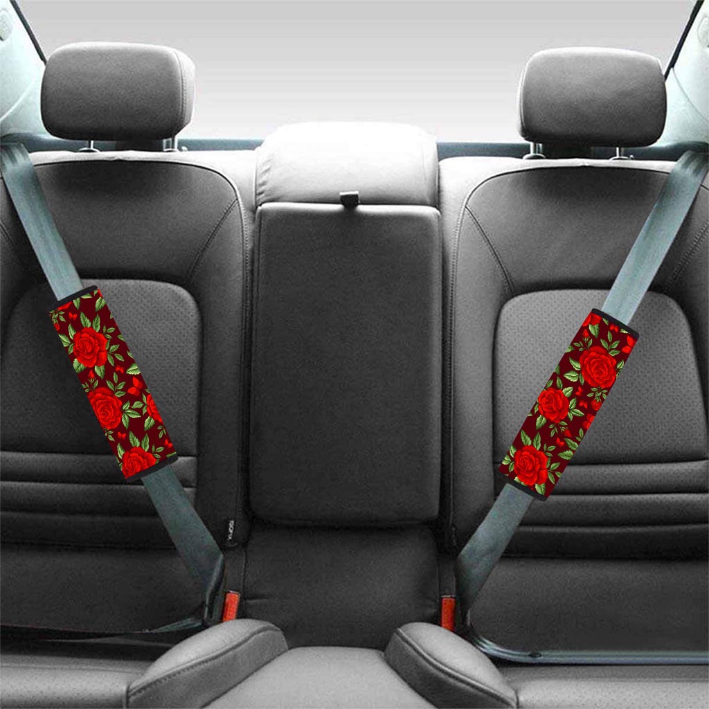 Red Rose Flower Seat Belt Cover-grizzshop