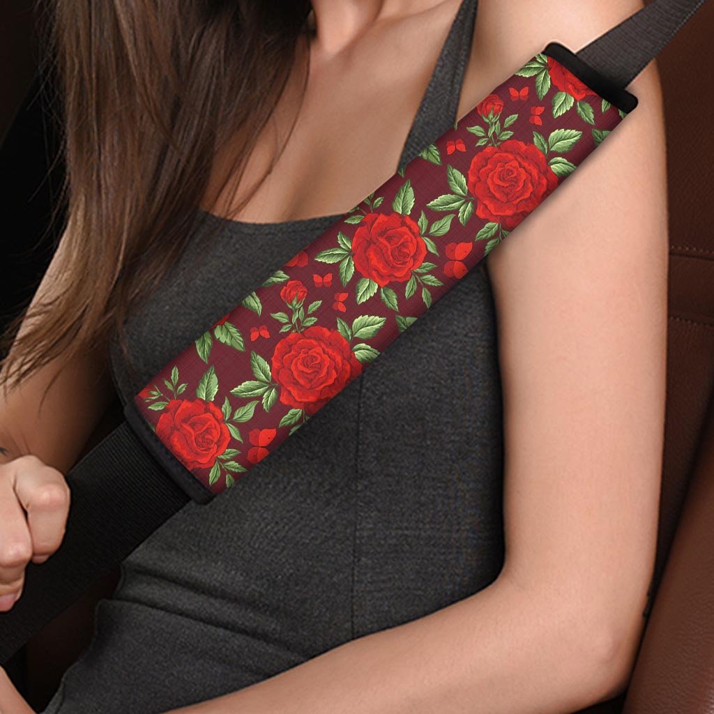 Red Rose Flower Seat Belt Cover-grizzshop