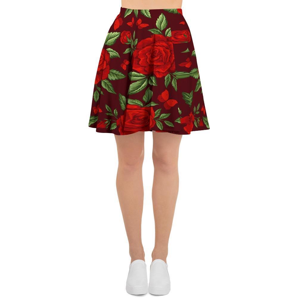 Red Rose Flower Women's Skirt-grizzshop