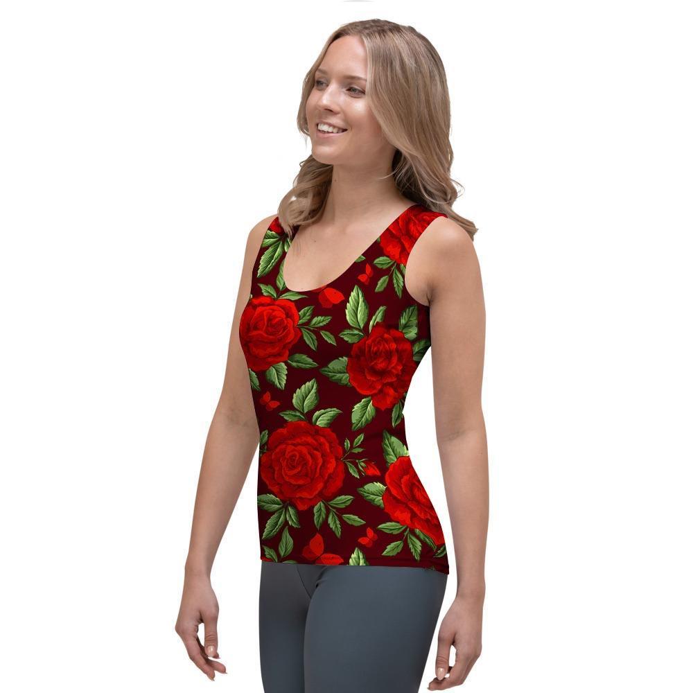 Red Rose Flower Women's Tank Top-grizzshop