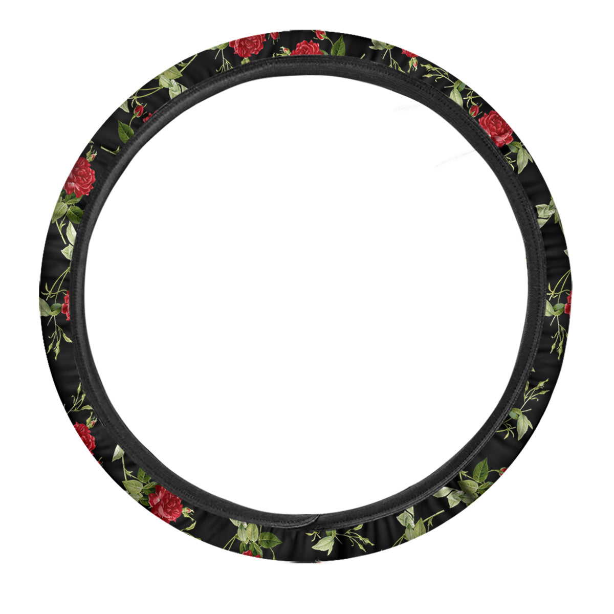 Red Rose Flowers Print Pattern Car Steering Wheel Cover-grizzshop