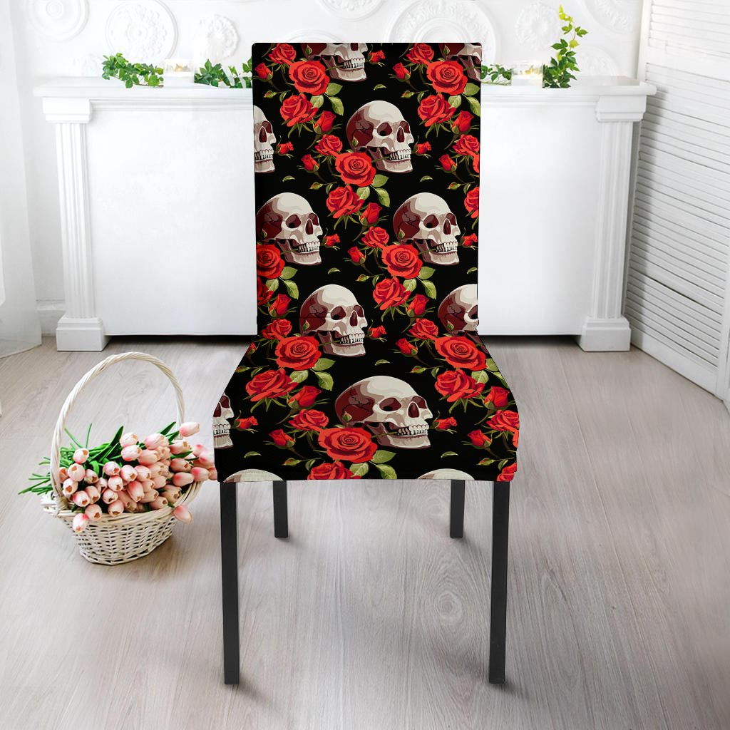 Red Rose Skull Chair Cover-grizzshop