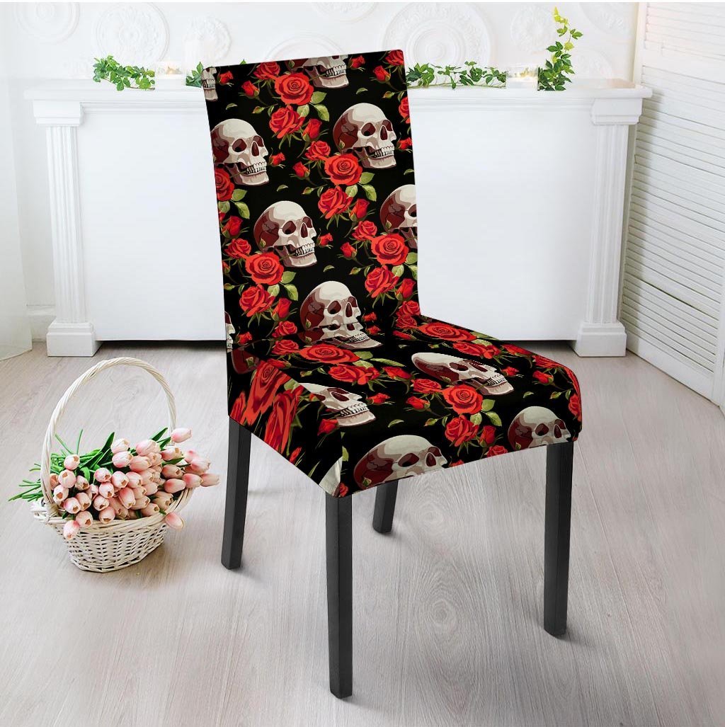 Red Rose Skull Chair Cover-grizzshop