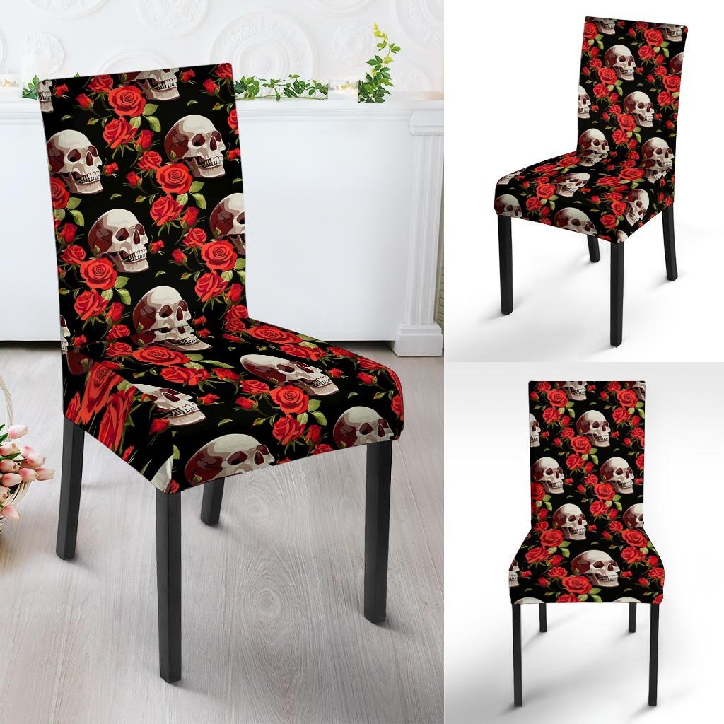 Red Rose Skull Chair Cover-grizzshop