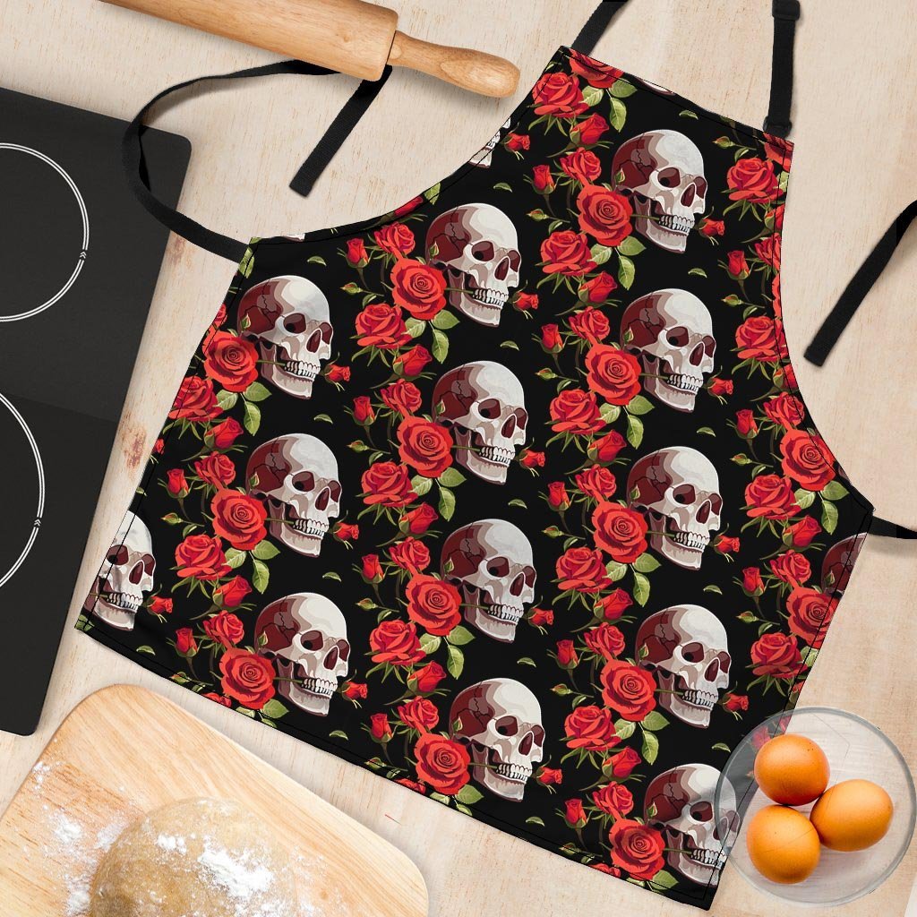 Red Rose Skull Women's Apron-grizzshop