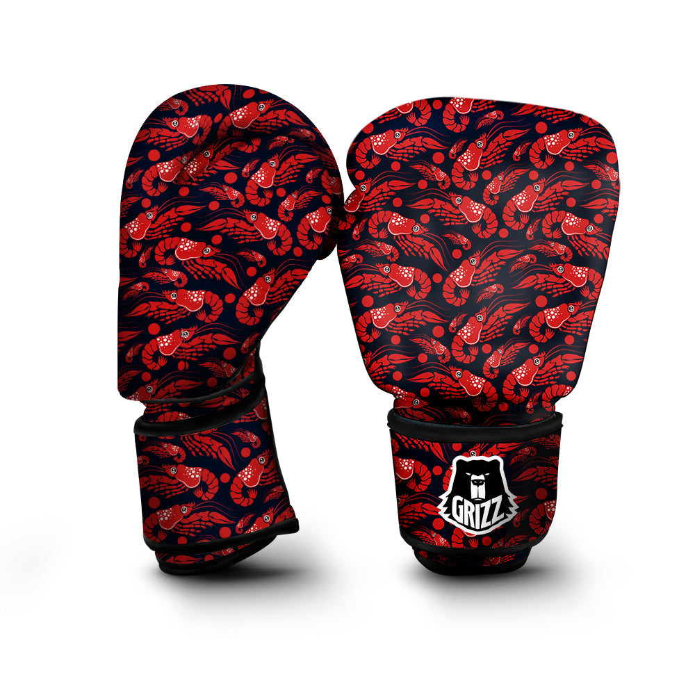 Red Shrimps Print Pattern Boxing Gloves-grizzshop