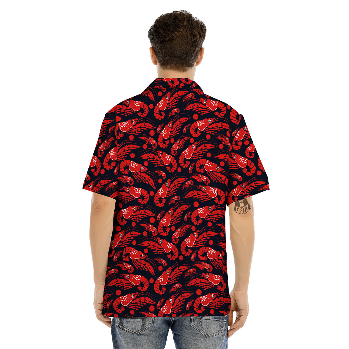 Red Shrimps Print Pattern Men's Hawaiian Shirt-grizzshop