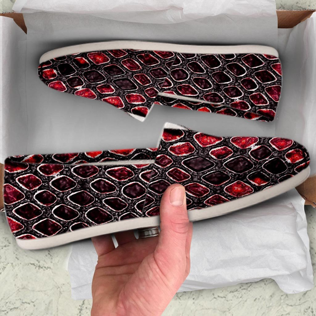 Red Snakeskin print Canvas Shoes-grizzshop