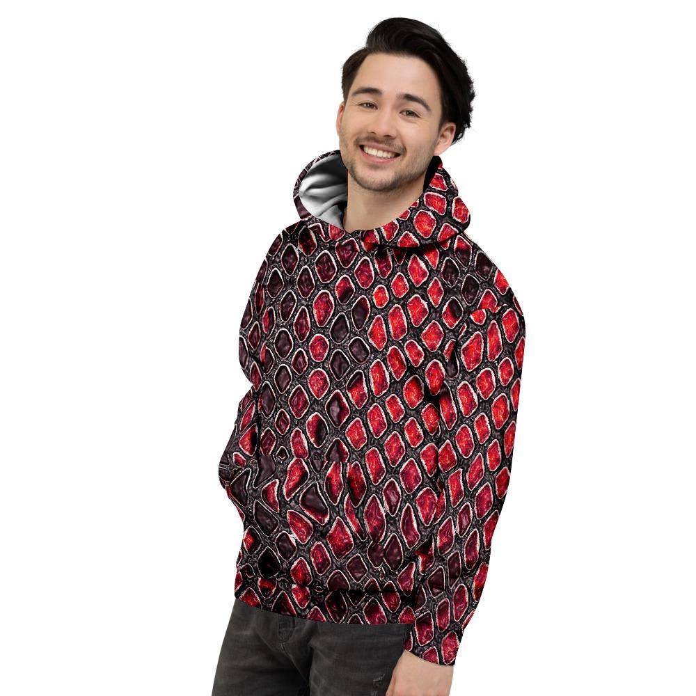 Red Snakeskin print Men's Hoodie-grizzshop
