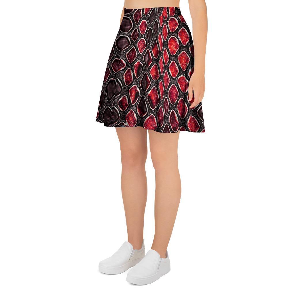 Red Snakeskin print Women's Skirt-grizzshop
