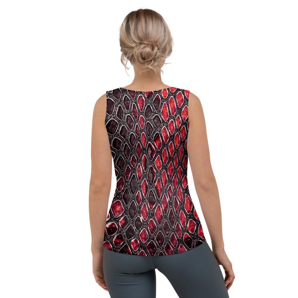 Red Snakeskin print Women's Tank Top-grizzshop