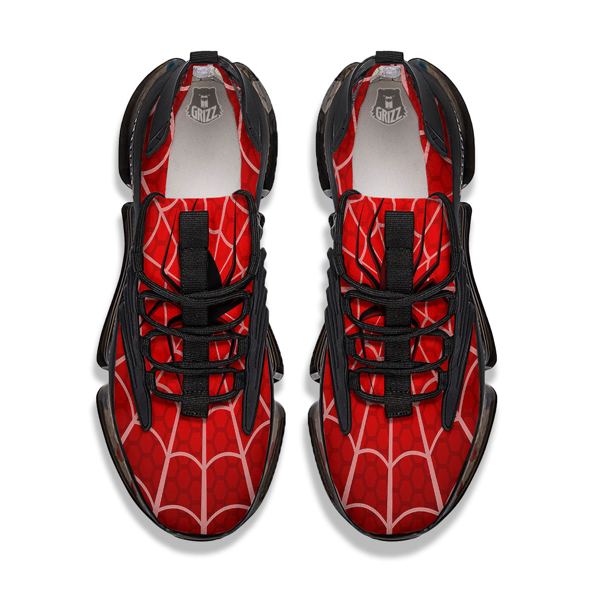 Red Spider Web Cobweb trap Print Black Gym Shoes-grizzshop