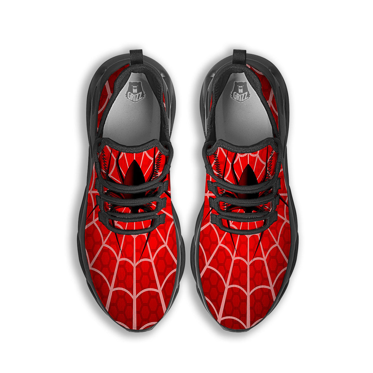 Red Spider Web Cobweb trap Print Black Running Shoes-grizzshop