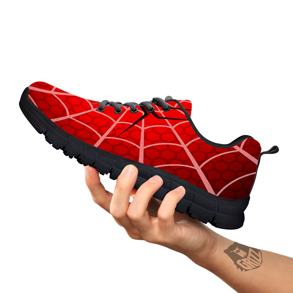 Red Spider Web Cobweb trap Print Black Sneaker-grizzshop