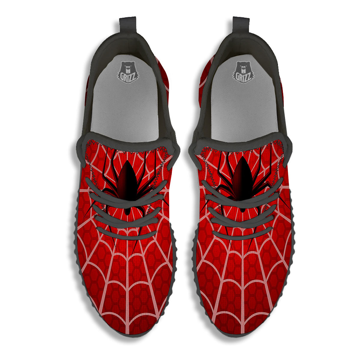 Red Spider Web Cobweb trap Print Black Walking Shoes-grizzshop