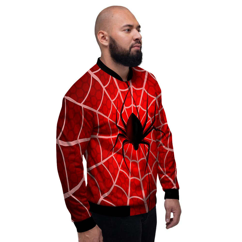 Red Spider Web Cobweb trap Print Men's Bomber Jacket-grizzshop