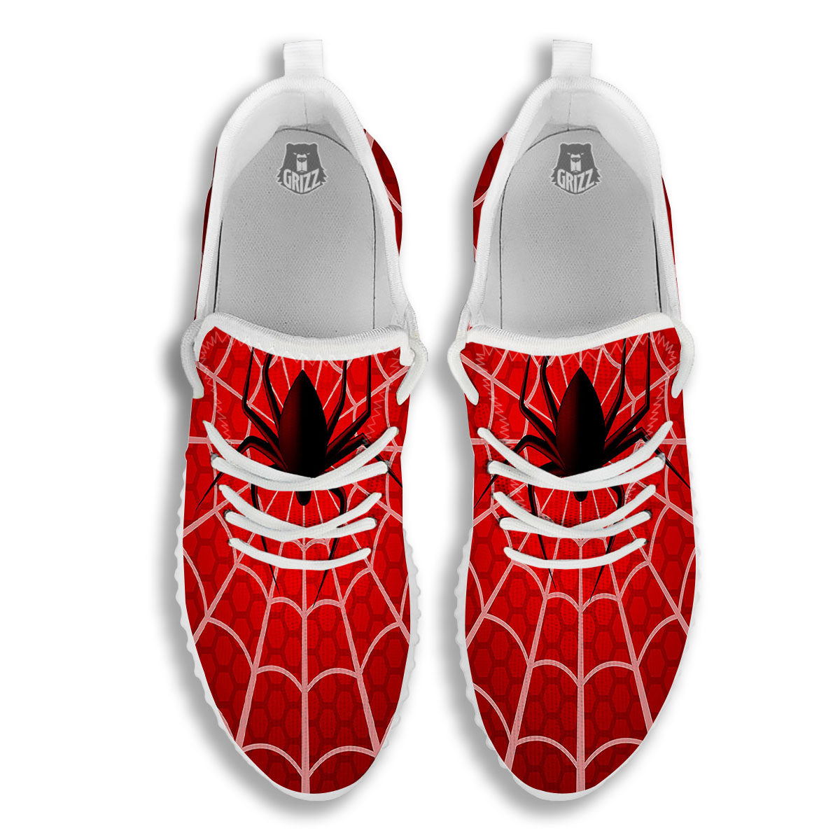 Red Spider Web Cobweb trap Print White Walking Shoes-grizzshop