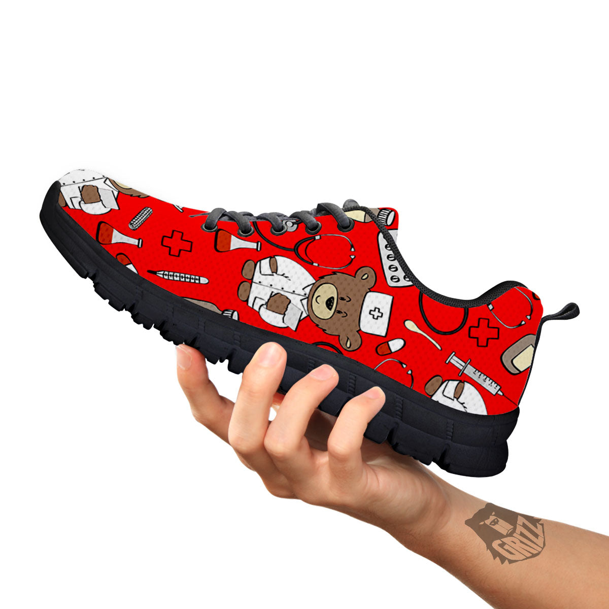 Red Teddy Bear Nurse - Sneakers-grizzshop