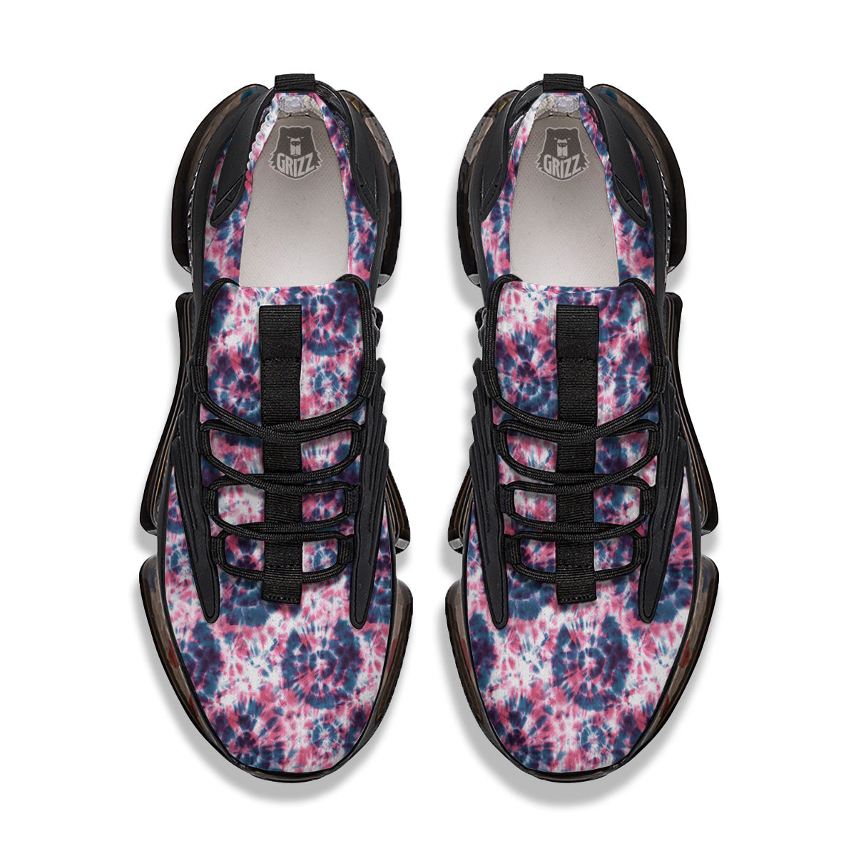 Red Tie Dye Blue Shibori Print Pattern Black Gym Shoes-grizzshop