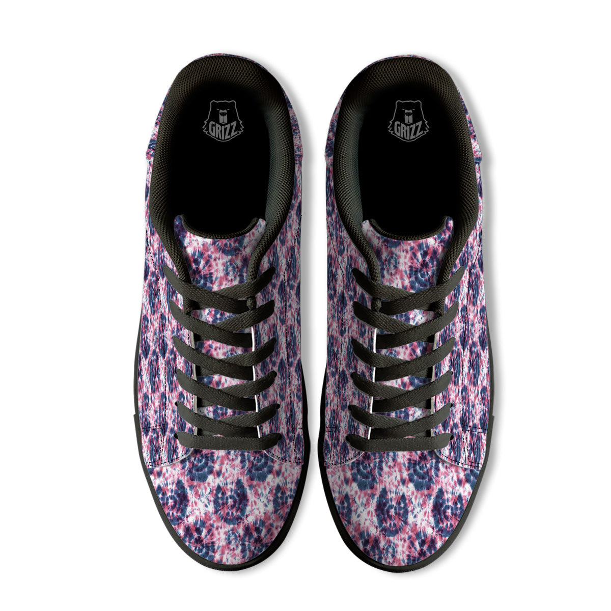 Red Tie Dye Blue Shibori Print Pattern Black Low Top Sneakers-grizzshop