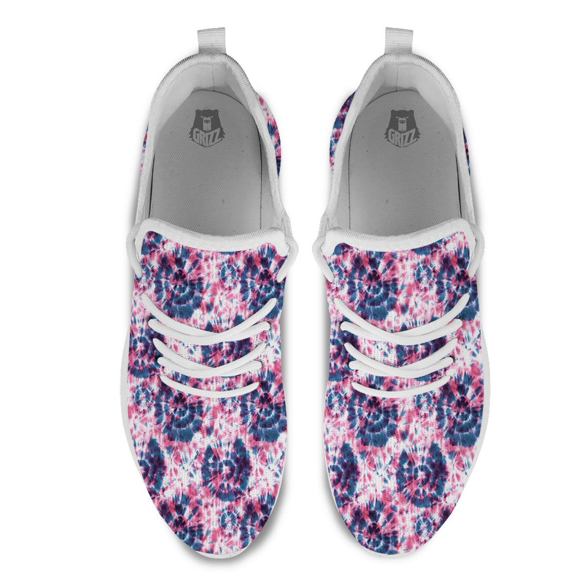 Red Tie Dye Blue Shibori Print Pattern White Athletic Shoes-grizzshop