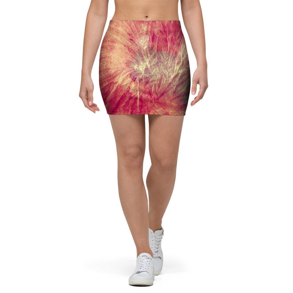 Red Tie Dye Mini Skirt-grizzshop