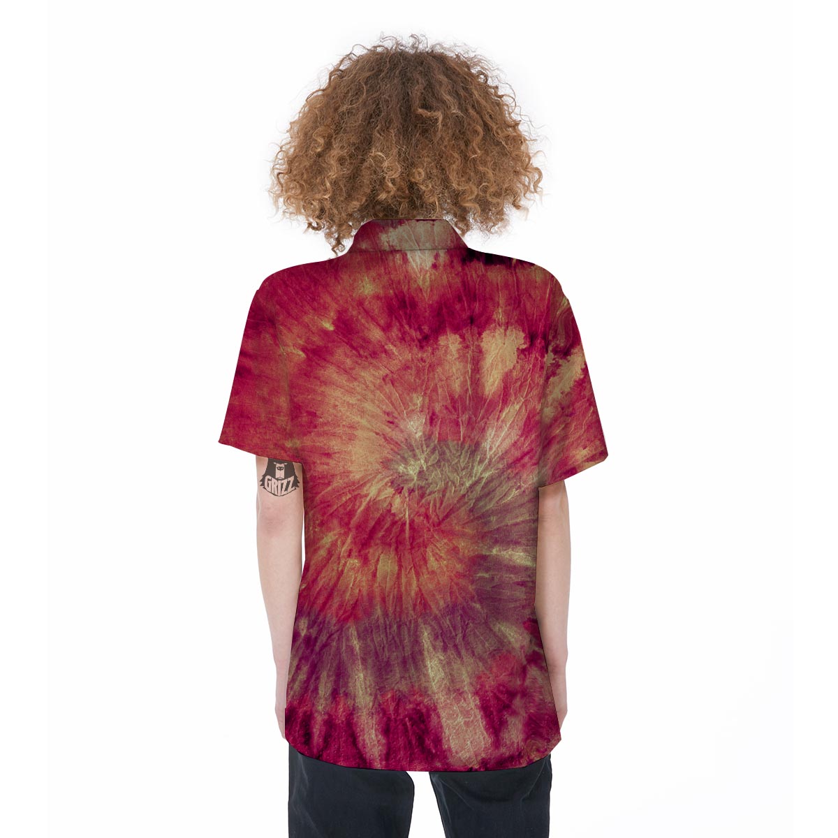 Red Tie Dye Women's Short Sleeve Shirts-grizzshop