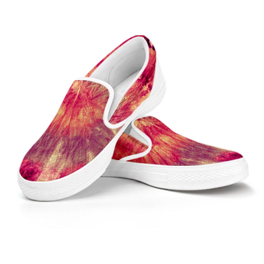 Red Tie Dye Women's Slip On Sneakers-grizzshop