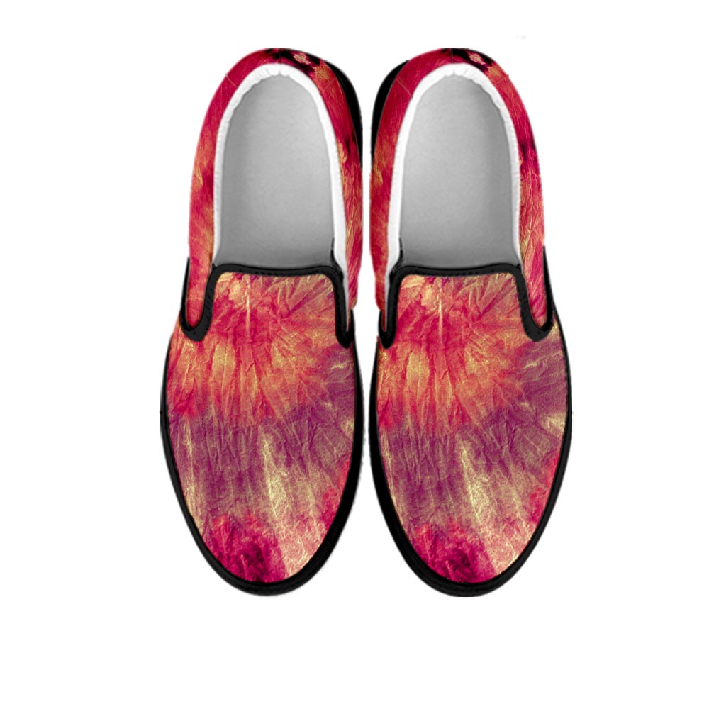 Red Tie Dye Women's Slip On Sneakers-grizzshop