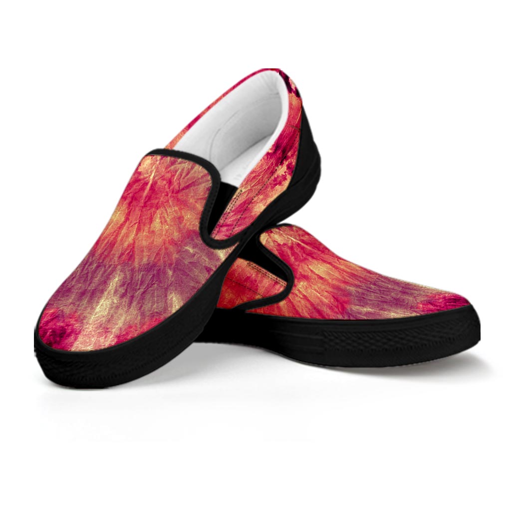 Red Tie Dye Women's Slip On Sneakers-grizzshop