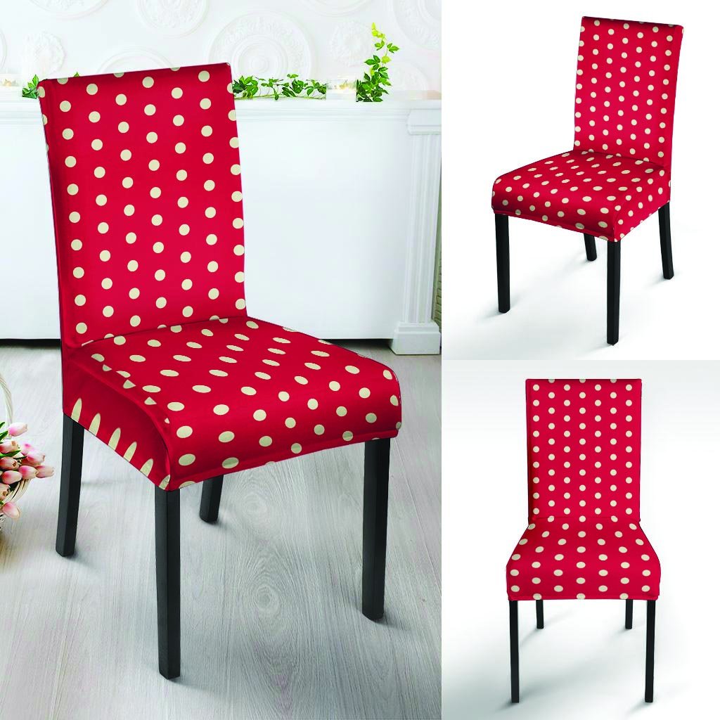 Red Tiny Polka Dot Chair Cover-grizzshop